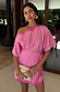 Thumbnail for Pink Scallop Mini Jaspre Skirt in cotton-linen with a multi-wear wrap tie and scallop trim.