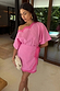 Pink Scallop Mini Jaspre Skirt and matching Tilly top, featuring wrap tie details and a scalloped hem.