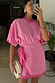Thumbnail for Pink Scallop Mini Jaspre Skirt and Tilly Top in a cotton-linen blend with dark pink scallop trim details.