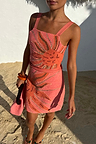 Pink Sol Beaded Top with a sun motif in glass beads and sequins, styled as a matching summer co-ord.