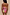 Thumbnail for Pink Fruit Stamps Bandeau Swimsuit with a colourful fruit print and slim adjustable straps, shown from the back.