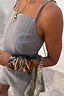 Grey Love Pinstripe Backless Top