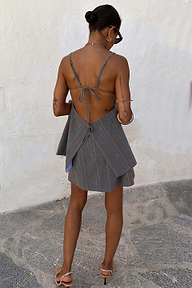 Grey Love Pinstripe Backless Top