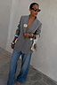 Thumbnail for Grey Love Pinstripe Blazer