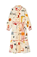 Thumbnail for Cream cotton-linen Poema Shirt Dress featuring vibrant motifs, red rick-rack trim, and a matching tie belt.