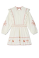 Thumbnail for Cream cotton Pollenca Mini Dress featuring red embroidery, palm motifs and a back neck tie closure.
