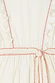 Thumbnail for Pollenca Mini Dress in cream cotton with red contrast stitching on ruffled trims and a tied waist belt.