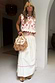 Thumbnail for Cream cotton Pollenca Skirt featuring red palm motifs and blanket stitching, part of a vacation co-ord.