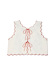 Cream and Red Pollenca Top in 100% cotton with red scalloped embroidery and front tie fastenings.