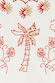 Cream and Red Pollenca Top detail featuring red and gold embroidered palm tree and sun motifs on cotton.
