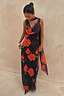 Thumbnail for Black Poppy Sophie Dress Petite with a red poppy and polka dot print and multi-wear scarf detail.