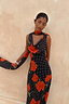 Petite Black Poppy Sophie Dress featuring white polka dots, red poppies and a matching multi-wear neck scarf.
