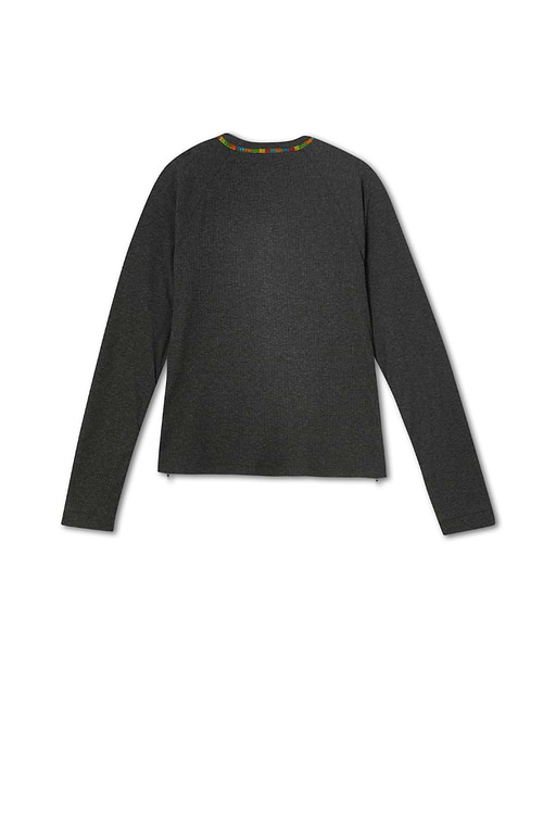 Charcoal Life is Tough Honey T-Shirt with a colourful neckline and functional side zips from NFD x Porto & Bello.