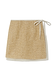 Cream Raffia Wrap Mini Skirt with a woven front panel and side tie fastening, designed in London.