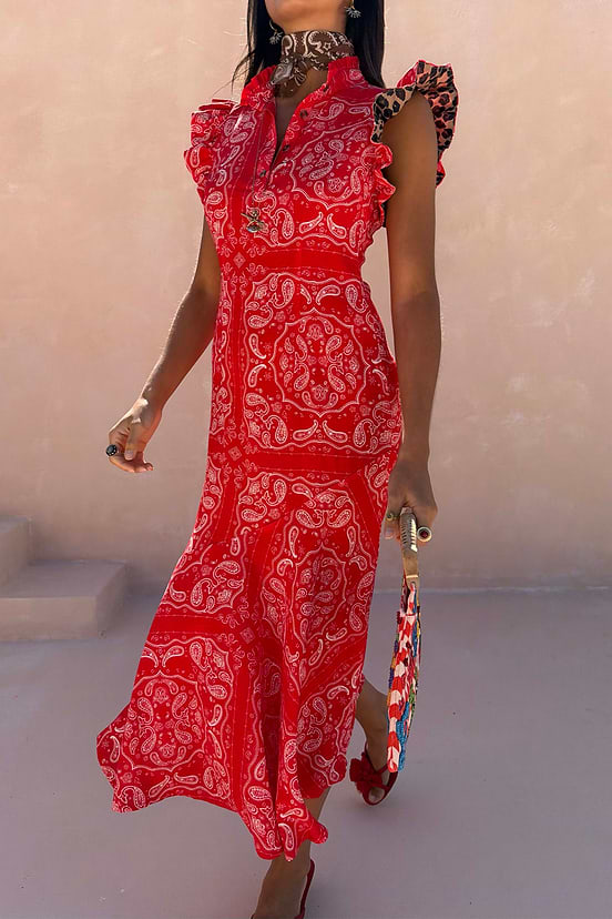 red bandana dress Unique Vintage Plus Size Red Bandana Cotton Shirt Swing Dress