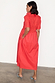 Thumbnail for Red palm broderie Hayley dress in breathable cotton, featuring intricate palm cutouts, shown from the back.