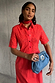 Thumbnail for Red Palm Broderie Hayley Dress with short sleeves, button-up front, and intricate palm patterns.
