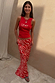 Red Snake Love Rib Tank with a graphic 'Love' snake motif, paired with a matching patterned maxi skirt.