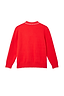 Thumbnail for Red Mystical Cardigan back view in a soft knit with white blanket stitch detailing on the collar and hem.