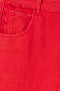 Red Denim Scallop Jeans detail highlighting the decorative scalloped embroidery on the front pocket.