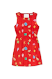 Red Shell Ioana Mini Dress featuring a multicoloured shell and starfish print in a structured cotton-linen blend.