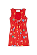 Red Shell Ioana Mini Dress in a cotton-linen blend with a multicoloured shell print and tie-back bow detail.
