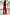 Thumbnail for Red Denim Scallop Jeans with wide legs and scalloped back pocket details, styled with a brown top and heels.