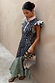 Mix Fawn Spot Remi Dress with a neutral watercolour print, pleated frills and an asymmetrical hem.