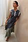 Mix Fawn Spot Remi Dress featuring an asymmetric skirt and pleated frills in a neutral watercolour spot print.