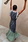 Mix Fawn Spot Remi Dress with pleated frill sleeves and a contrast green asymmetric spotted hem.
