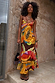 Rio Laragh Dress featuring a tropical fruit print, tiered hem and V-neckline in a cotton-linen blend.