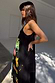 Thumbnail for Black Rio Maxi Dress featuring colourful hand-painted tropical fruit motifs and thin adjustable straps.