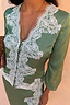 Thumbnail for Green Lace Romi Top in soft green satin featuring contrast lace detailing and a button-down front.
