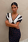 Mono Rose Betsy Midi Dress with red rose print panels, frill sleeves and a lace-trimmed V-neckline.
