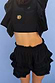 Thumbnail for Black Ruffle Shorts with tiered lace trim and an elasticated waistband, styled as a co-ord with a matching embroidered top.