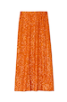 Orange Sequin Dorris Skirt with shimmering burnt orange sequins and a midi slip silhouette.