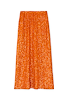 Orange Sequin Dorris Skirt with a midi slip silhouette in burnt sequins, designed in London.