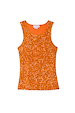 Orange Sequin Tank Top with a sleeveless racerback design in rust sequins on a white background.