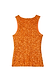 Deep orange sequin tank top with a racerback cut and shimmering finish, designed in London.