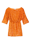 Orange Sequin Tilly mini dress featuring shimmering burnt orange sequins, wide sleeves, and an elasticated waist.