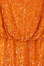 Orange Sequin Tilly Dress detail highlighting shimmering burnt orange sequins and an elasticated waist.