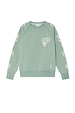 Sage green Sundazed Accessible Sweatshirt with cream palm sleeve prints, Hope chest graphic and zips for inclusive fashion.