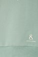 Sage green Sage Sundazed Accessible Sweatshirt detail featuring an embroidered white logo and ribbed hem.