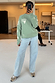 Thumbnail for Sage Sundazed Accessible Sweatshirt in green with cream palm prints and concealed zips for medical treatment access.
