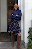 Thumbnail for Navy Pinstripe Large Knit Scarf