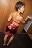 Thumbnail for Burgundy Sequin Bra with lace trim and matching sequin skirt, styled for a party look.