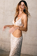 Silver Sequin Bra with adjustable straps and matching skirt, styled for dopamine dressing and party season.