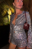 Gunmetal Alexa Sequin Cardigan and matching hot pants co-ord featuring shimmering silver sequins.