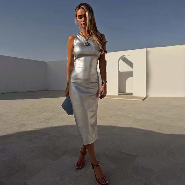 ethical silver midi dress Kelly Midi Dress