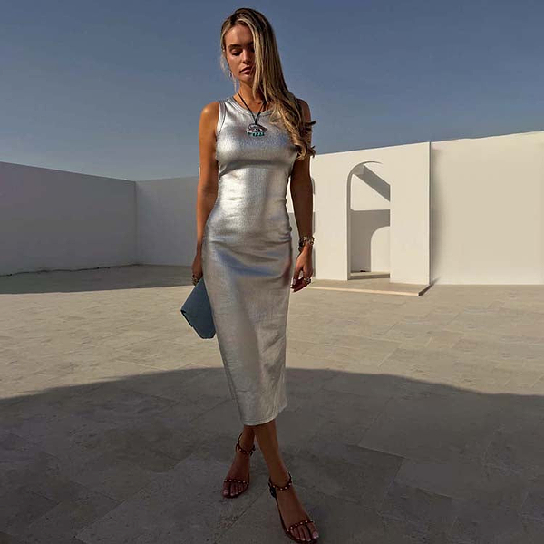 ethical silver midi dress Kelly Midi Dress